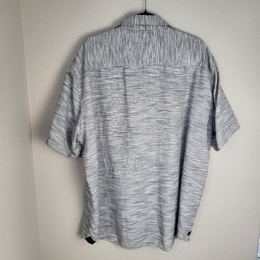 Across The Pond Men's Gray Marbled Short Sleeved Button Up Shirt Size 3X - Picture 2 of 8